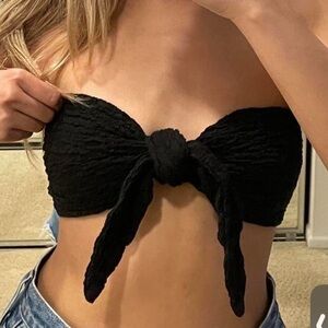 Princess Polly Black Tie-Front Tank Top